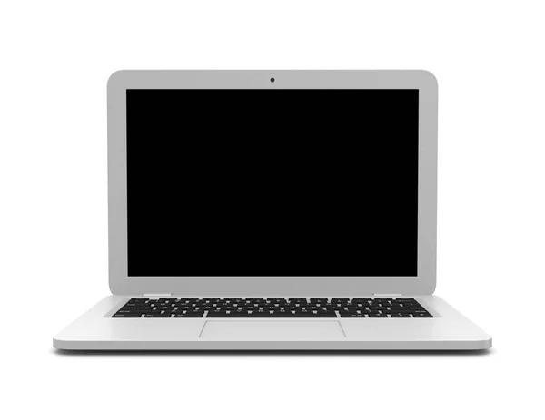 Computer portatile bianco su sfondo bianco — Foto Stock