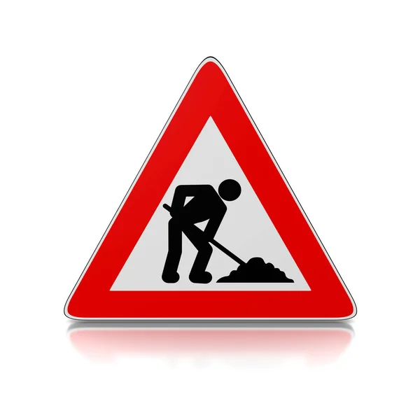 Man at Work Triangle Road-Sign — Stok Foto