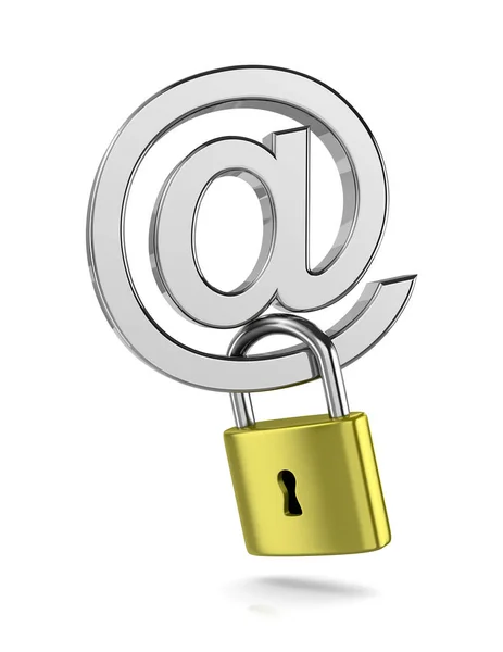 Електронна пошта Хромований знак із закритим блокуванням — стокове фото