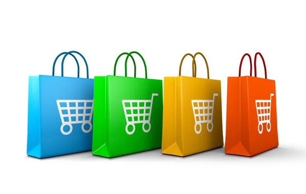 Shopping Bags with Cart Symbol Series — Stock Photo, Image