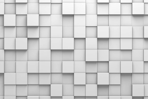 Wall of Square-Shaped Tiles Arranged in Random Height