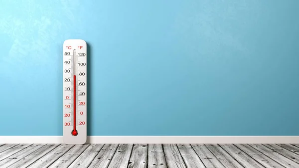 Thermometer op houten vloer — Stockfoto