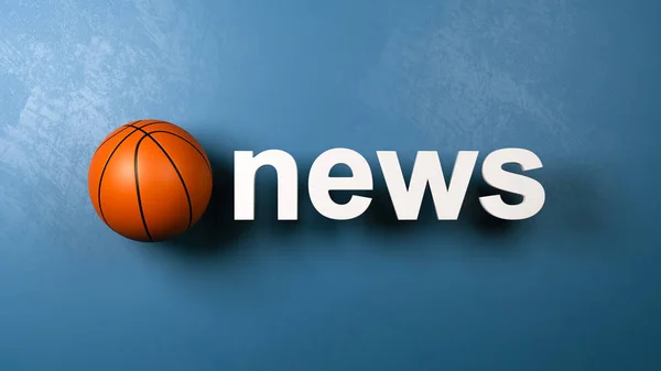 Basketbal en nieuws tekst tegen muur — Stockfoto