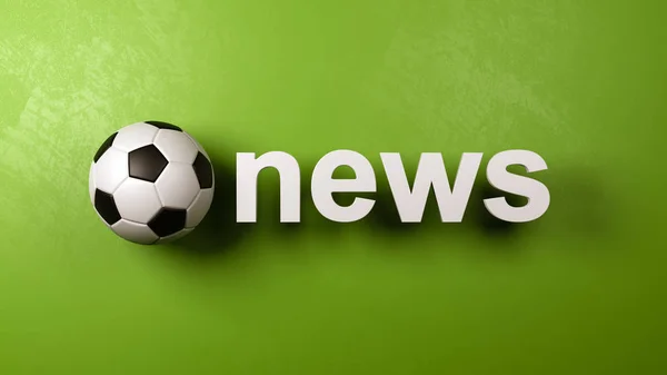 Soccer Ball and News Text Against Wall — Stock Photo, Image