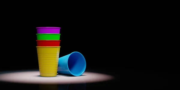 Pile of Plastic Cups Spotlighted on Black Background — Stock Photo, Image