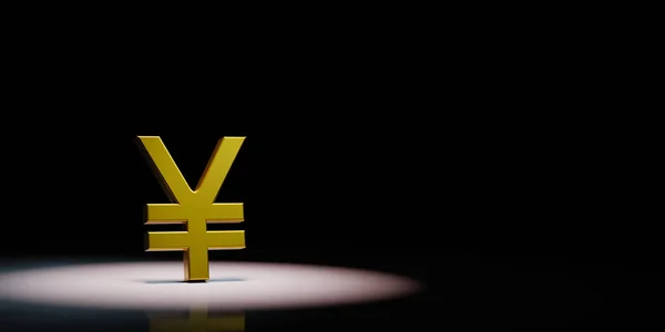 Yuan or Yen Currency Symbol Shape Spotlighted on Black Background — Stock Photo, Image