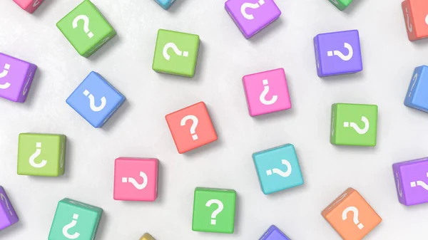 Question Mark on Colofrul Cubes on Gray Background — Stock Photo, Image