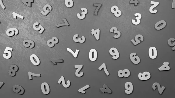 Números em preto e branco 3D na parede — Fotografia de Stock