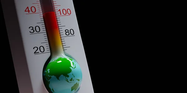 Erdthermometer, globales Pandemiekonzept — Stockfoto