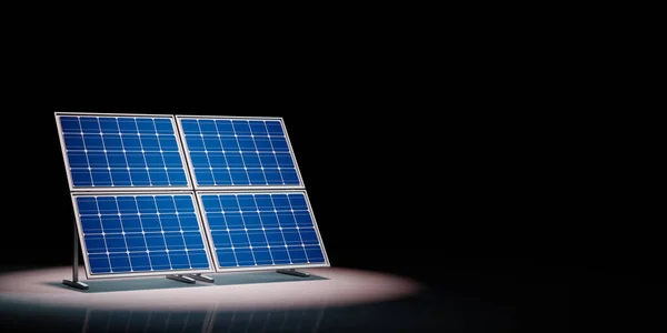 Paneles solares iluminados sobre fondo negro — Foto de Stock