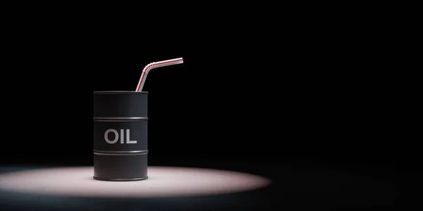 Oil Drink Spotlighted on Black Background — Stock Photo, Image