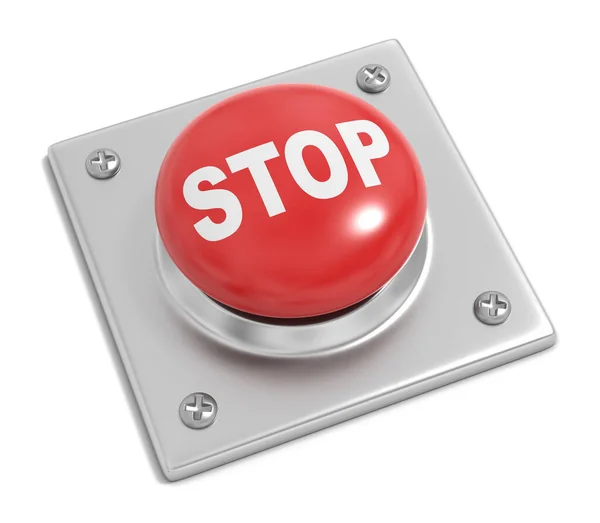 Stop knop op wit — Stockfoto