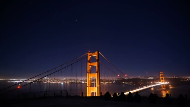 Timelapse noturno da ponte Golden Gate — Vídeo de Stock