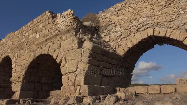 Antik Roma su kemeri İsrail moloz — Stok video