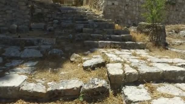 Walking Up Stairs of Ancient Biblical Site in Gallicantu Israel — Stock Video