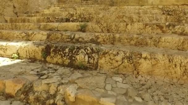 Slowly Walking Up The Step's of Herod's Palace — Stock Video