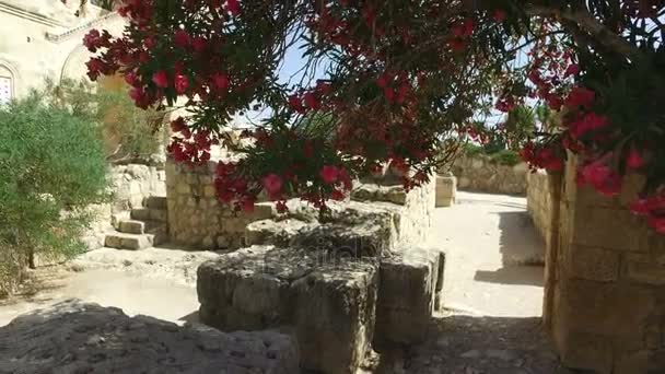 Lentamente guardando verso la Chiesa Massiva in Israele — Video Stock