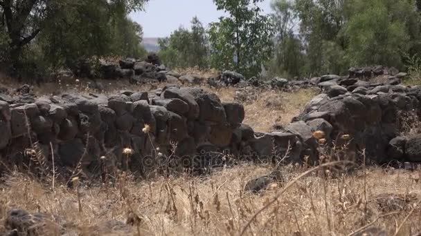 Slowly Panning Across Remains of What Used to Be a City in Israel — Stock Video
