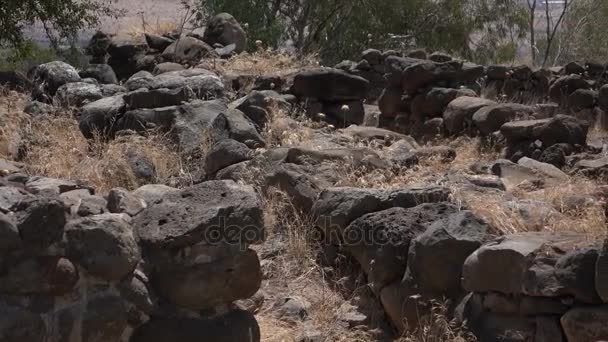 Stone Walls of Old Ruined Town in Israel — Stock Video