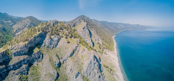 Baikal orilla del lago desde la vista aérea —  Fotos de Stock