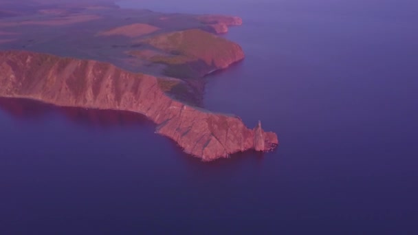 Lago Baikal rochas de vista aérea — Vídeo de Stock