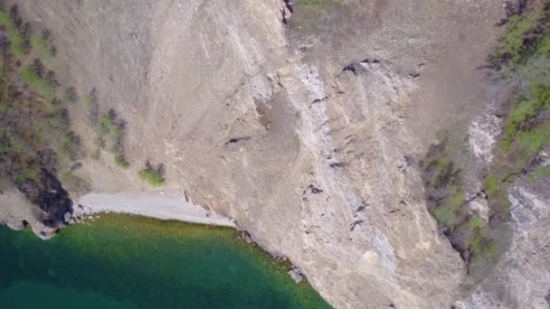 Baikal lake shore and rocks from aerial view — Stock Video