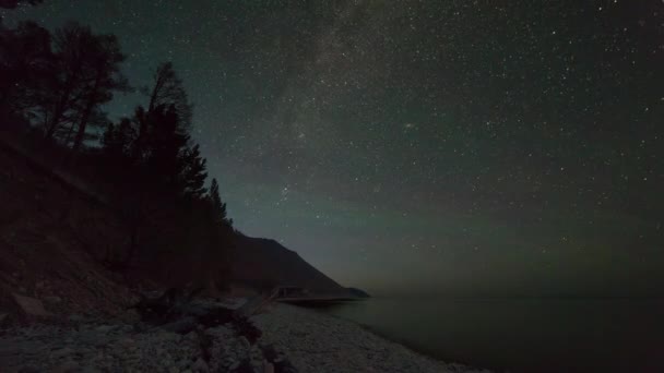 Prores Upływ Czasu Gwiazdy Niebo Toczenia Miejsca Astrofotografii Krajobraz Siberia — Wideo stockowe