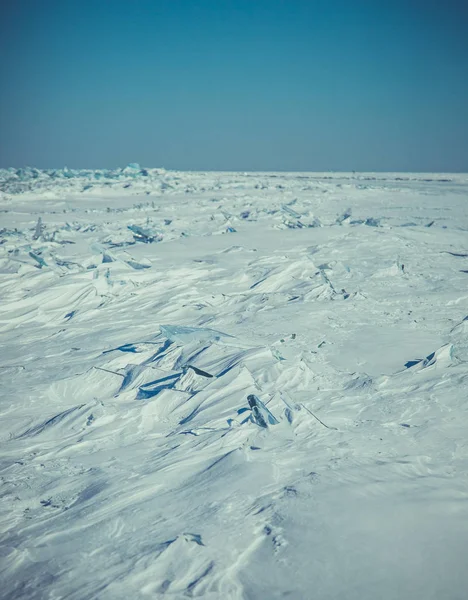 Bajkal Sjön Vinterlandskap Sibirien Ice — Stockfoto