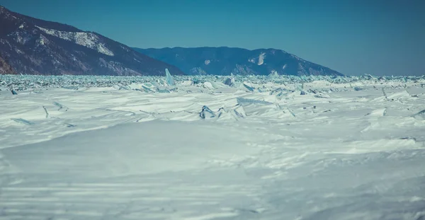 Lago Baikal Paisagem Inverno Sibéria Gelo — Fotografia de Stock