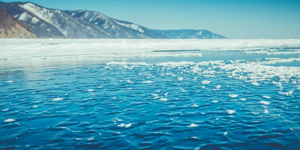 Bajkal Sjön Vinterlandskap Sibirien Ice — Stockfoto