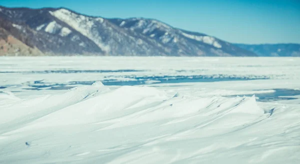 Baikal Lake Winterlandschap Siberië Ijs — Stockfoto