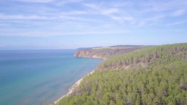 Prores Pobřeží Jezera Bajkal Skály Leteckého Pohledu Krajina — Stock video