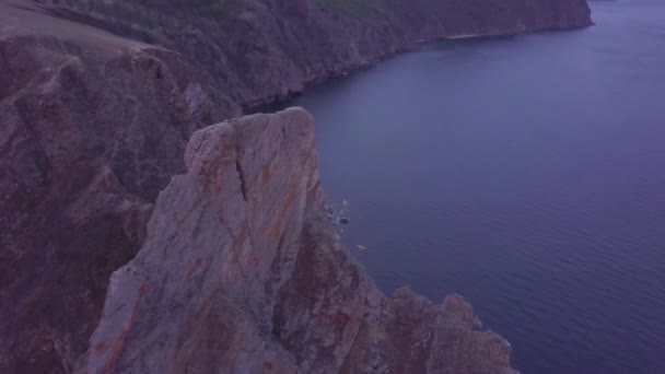 Prores Baikal Sjöstranden Och Stenar Från Flygfoto Landskap — Stockvideo
