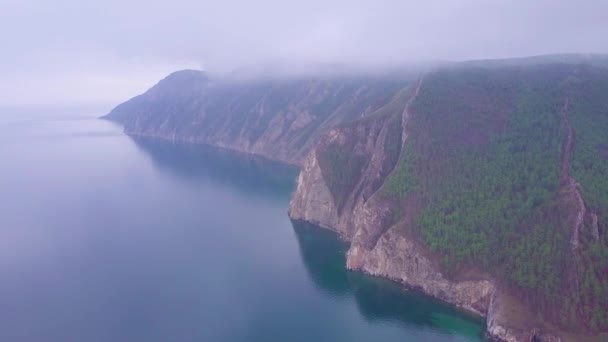 Prores Pobřeží Jezera Bajkal Skály Leteckého Pohledu Krajina — Stock video
