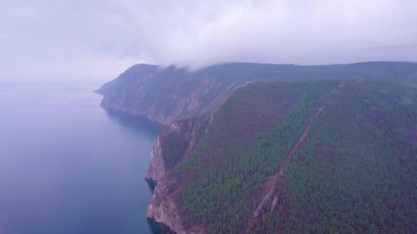 Prores Baikal Lake Shore Rocks Aerial View Landscape — Stock Video