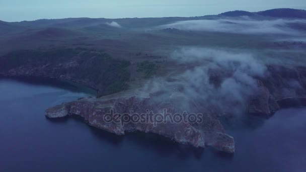 Prores Baikal Orilla Del Lago Rocas Desde Vista Aérea Paisaje — Vídeos de Stock