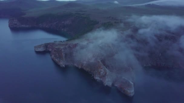 Provokerer Baikal Kyst Klipper Fra Luften Udsigt Landskab – Stock-video