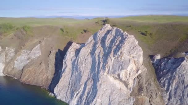 Prores Baikal Seeufer Und Felsen Aus Vogelperspektive Landschaft — Stockvideo