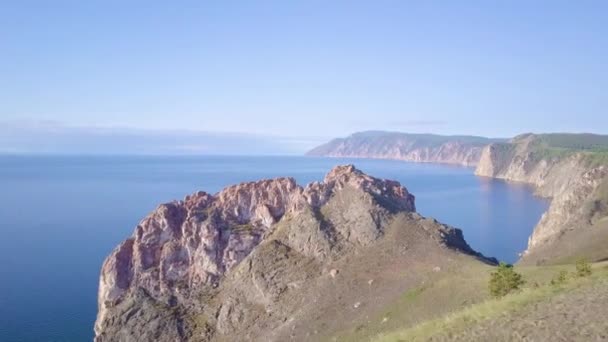 Prores Baikal Lago Costa Rochas Vista Aérea Paisagem — Vídeo de Stock