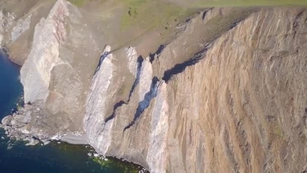 Prores Baikal Lake Shore Rotsen Van Luchtfoto Landschap — Stockvideo