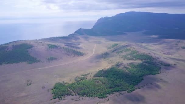 Prores Pobřeží Jezera Bajkal Skály Leteckého Pohledu Krajina — Stock video