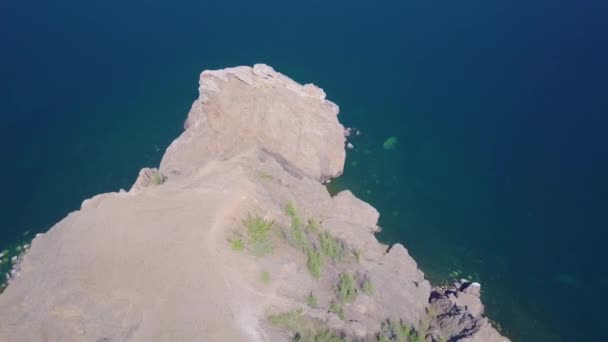 Prores Baikal Lake Shore Rocks Aerial View Landscape — Stock Video