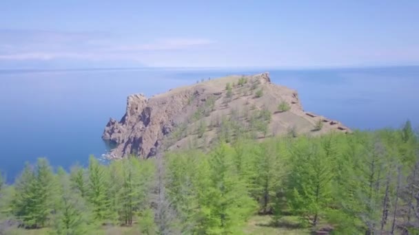 Prores Baikal Sjöstranden Och Stenar Från Flygfoto Landskap — Stockvideo