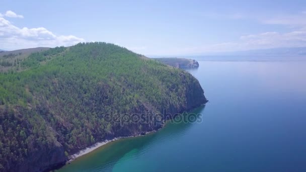 Prores Березі Озера Байкал Скелі Пташиного Польоту Краєвид — стокове відео