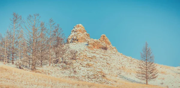 Sibirya'da kış manzarası. Seyahat. Turizm.