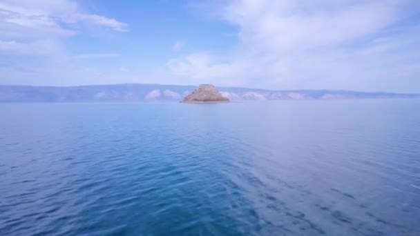 Prores Baikal Lake Shore Rotsen Van Luchtfoto Landschap — Stockvideo