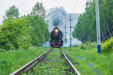 Vintage, tarihi buharlı tren. Seyahat. Turizm.