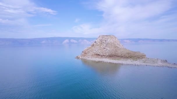Prores Baikal Lake Shore Rotsen Van Luchtfoto Landschap — Stockvideo