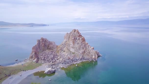 Prores Baikal Lago Costa Rochas Vista Aérea Paisagem — Vídeo de Stock