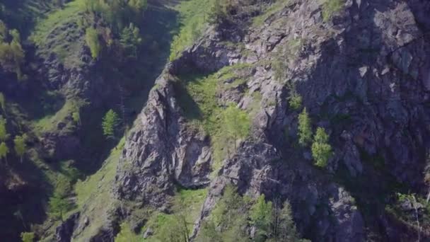 Prores Baikal Lake Shore Rotsen Van Luchtfoto Landschap — Stockvideo